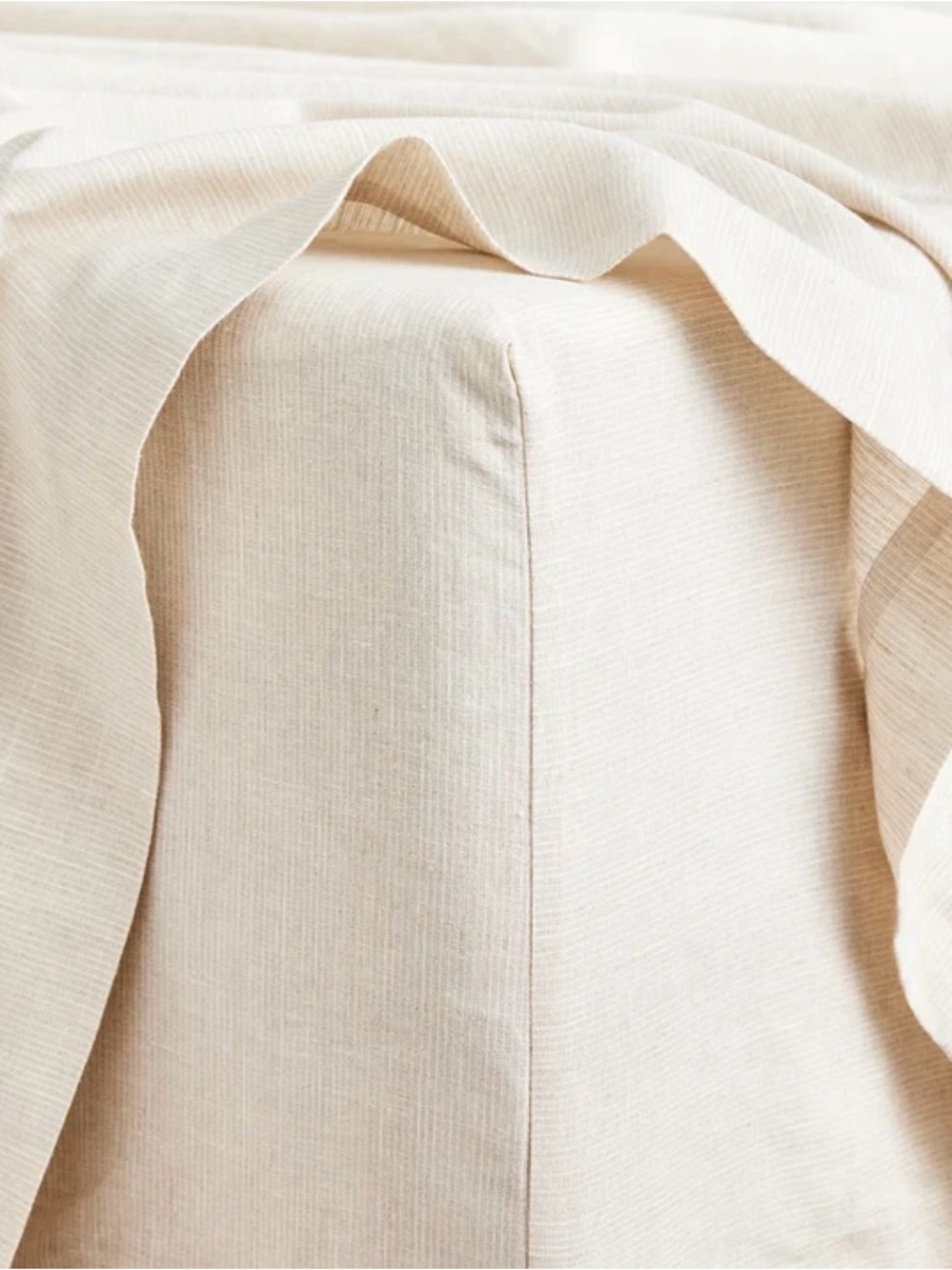 Bed Threads 100% Flax Linen Fitted Sheet - King - Oatmeal & White Stripes